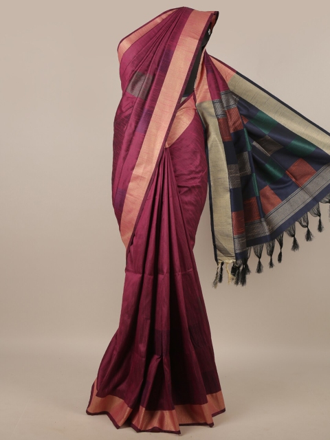 

Pothys Magenta & Navy Blue Woven Design Zari Jute Silk Saree