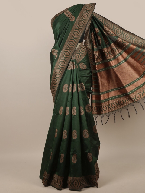 

Pothys Green & Copper-Toned Woven Design Jute Silk Saree