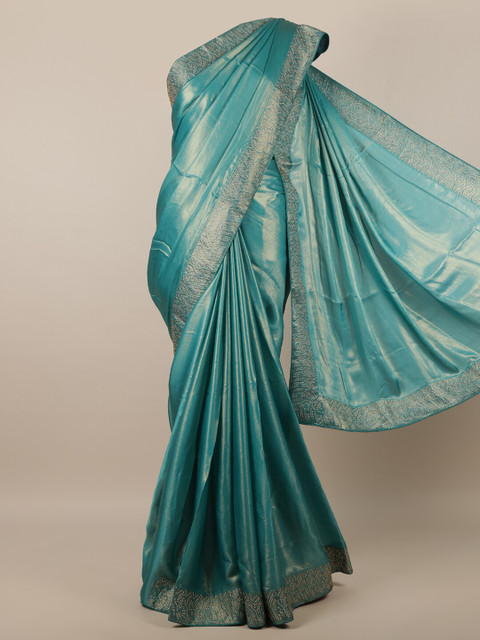 

Pothys Blue & Gold-Coloured Beads and Stones Embellished Saree
