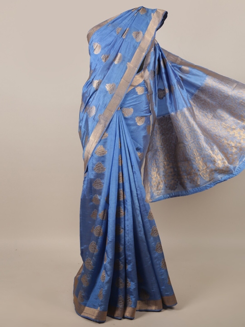 

Pothys Blue & Gold Woven Design Zari Jute Silk Saree