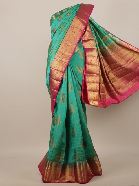 

Pothys Green & Magenta Ethnic Motifs Zari Jute Silk Saree