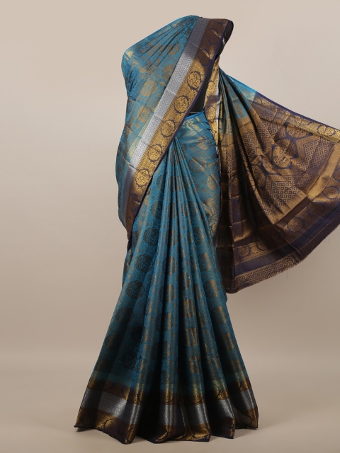 

Pothys Blue & Gold-Coloured Ethnic Motifs Zari Jute Silk Saree