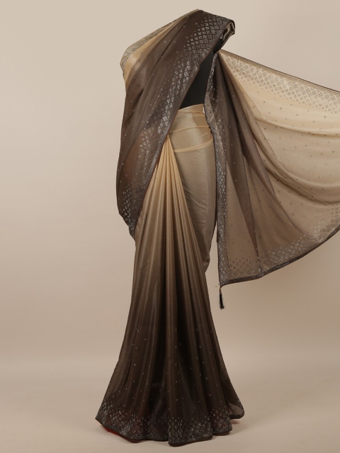 

Pothys Brown Embellished Poly Chiffon Saree