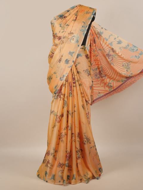 

Pothys Peach-Coloured & Burgundy Floral Saree