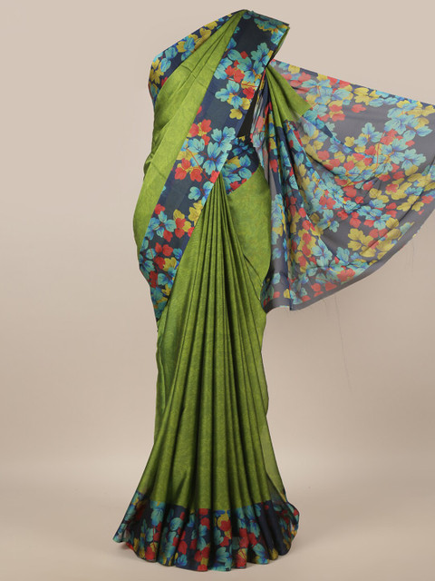 

Pothys Green & Blue Floral Printed Saree
