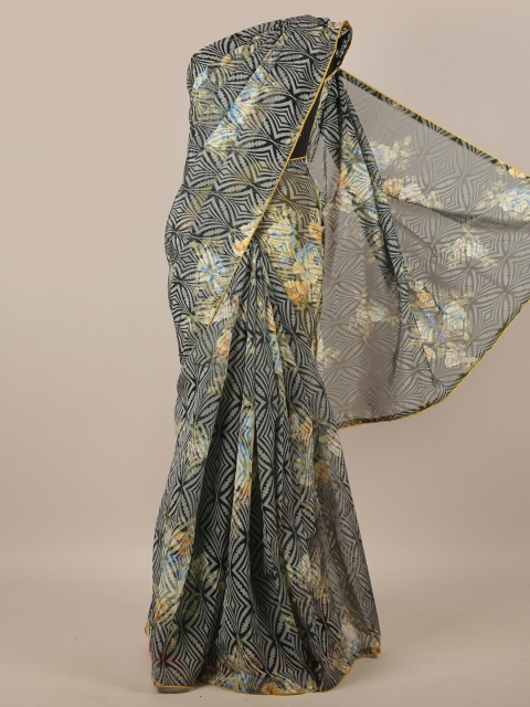 

Pothys Grey & Yellow Floral Saree