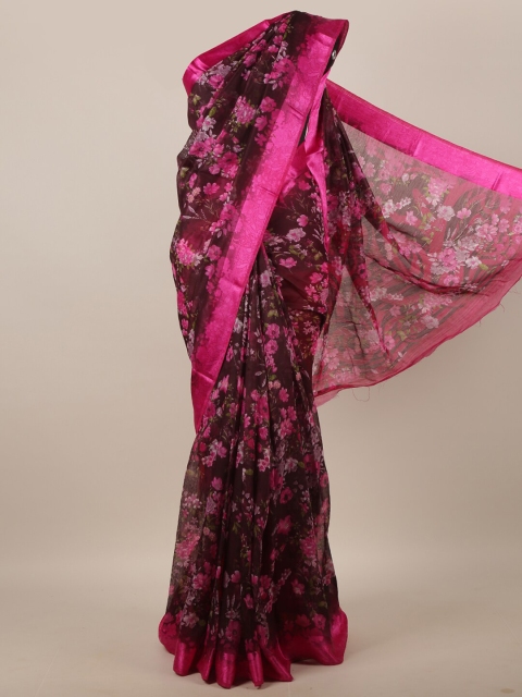 

Pothys Brown & Pink Floral Saree
