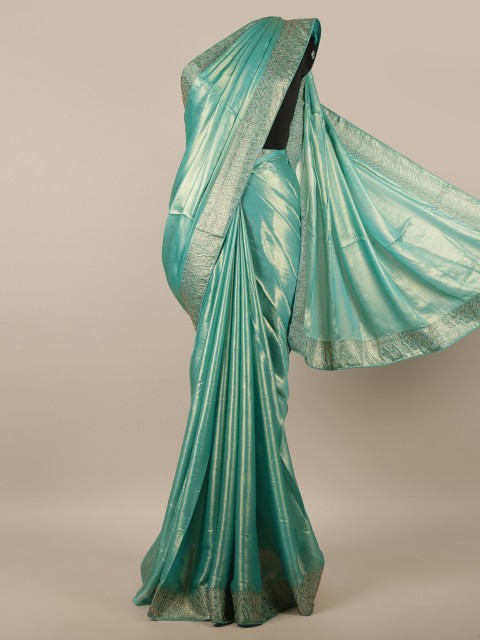 

Pothys Green & White Embellished Beads and Stones Saree