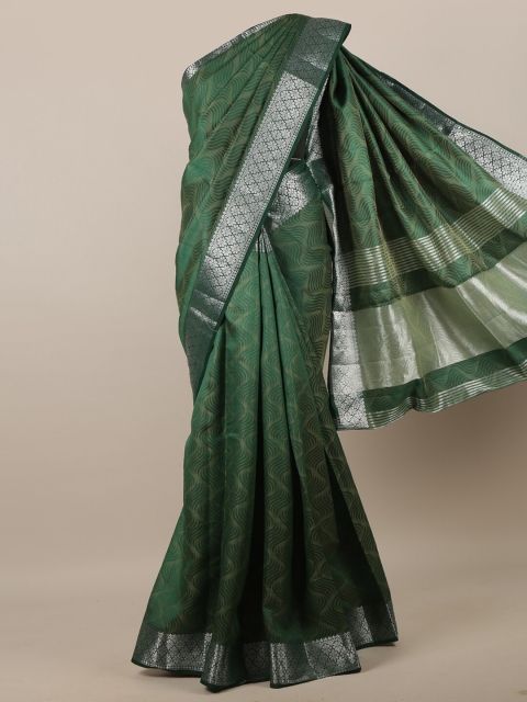 

Pothys Green & Silver-Toned Woven Design Zari Jute Silk Saree