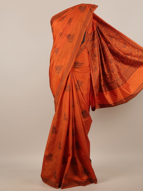 

Pothys Rust & Brown Woven Design Jute Silk Saree