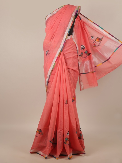 

Pothys Pink & Gold-Toned Embroidered Zari Saree