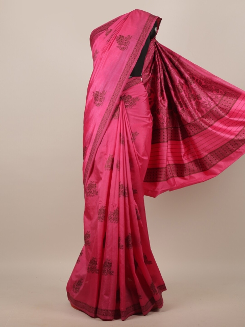 

Pothys Pink & Brown Woven Design Jute Silk Saree