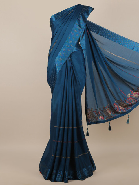 

Pothys Blue Embellished Beads and Stones Saree