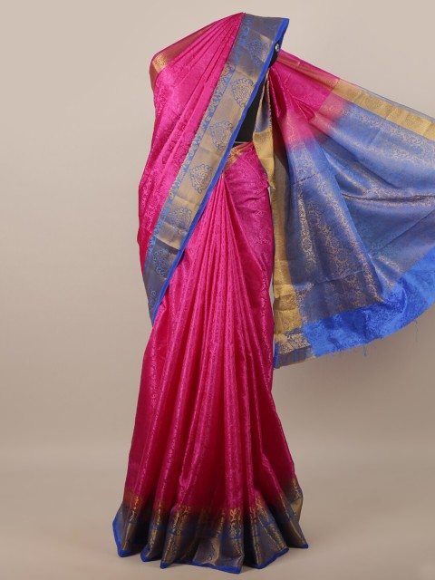 

Pothys Pink & Blue Woven Design Zari Jute Silk Saree