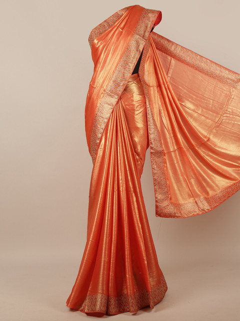 

Pothys Orange Beads and Stones Saree