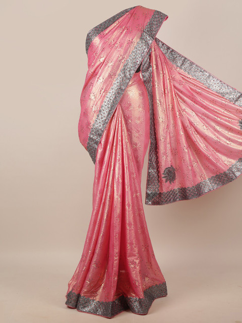 

Pothys Pink & Grey Embellished Saree