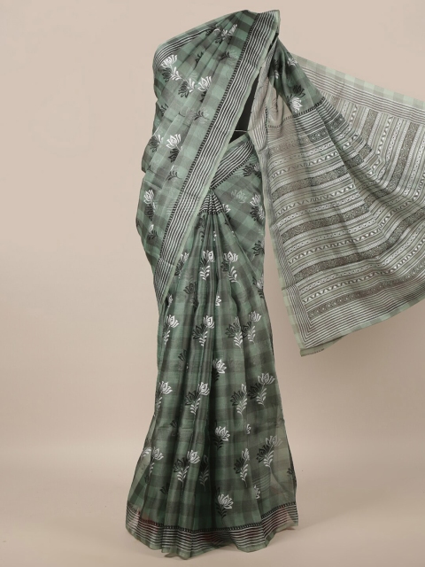 

Pothys Green & Black Ethnic Motifs Printed Saree