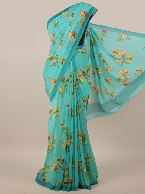 

Pothys Sea Green & Yellow Floral Printed Saree