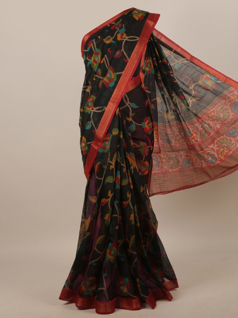 

Pothys Black & Red Kalamkari Printed Saree