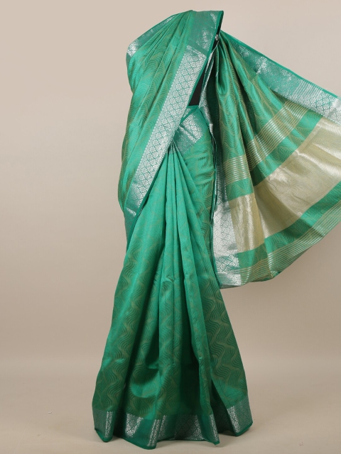 

Pothys Green & Silver Woven Design Zari Jute Silk Saree