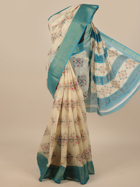 

Pothys Cream-Coloured & Red Woven Design Saree