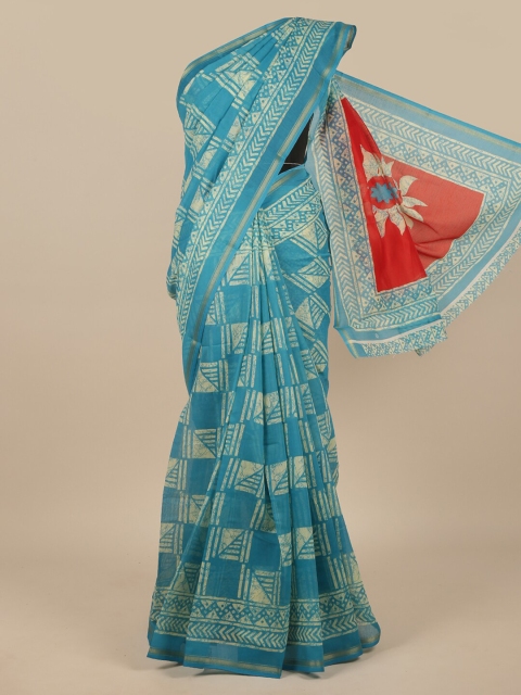 

Pothys Blue & Red Printed Saree