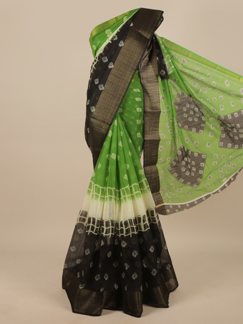 

Pothys Green & Black Printed Cotton Blend Saree