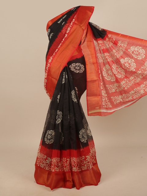 

Pothys Black & White Floral Zari Saree