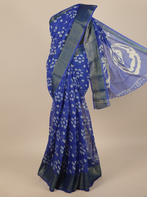 

Pothys Blue & White Bandhani Zari Saree