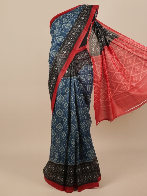 

Pothys Blue & White Jute Silk Saree