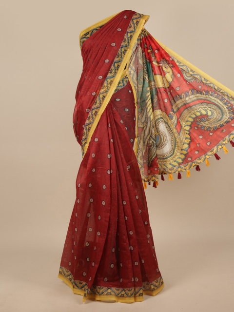 

Pothys Maroon & Yellow Ethnic Motifs Saree