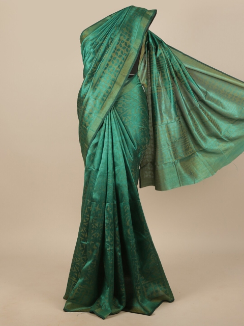 

Pothys Green Floral Zari Jute Silk Saree