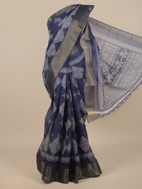 

Pothys Blue & White Ethnic Motifs Zari Saree