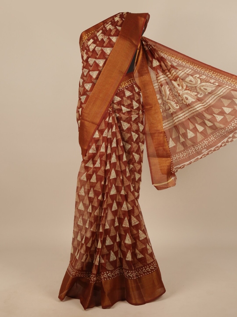 

Pothys Brown & Beige Zari Saree