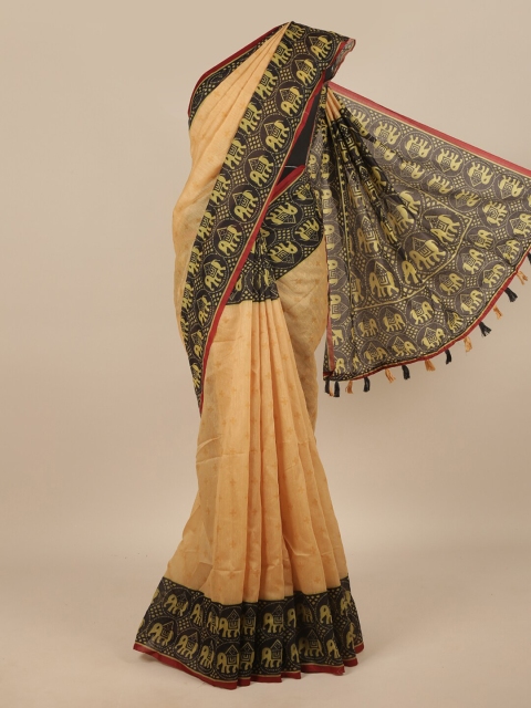 

Pothys Beige & Black Ethnic Motifs Saree