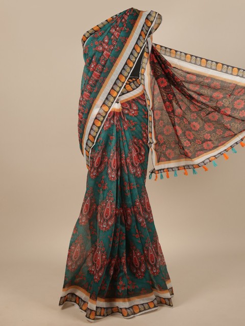 

Pothys Green & Red Ethnic Motifs Saree