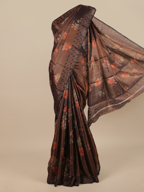 

Pothys Brown & Red Floral Jute Silk Saree
