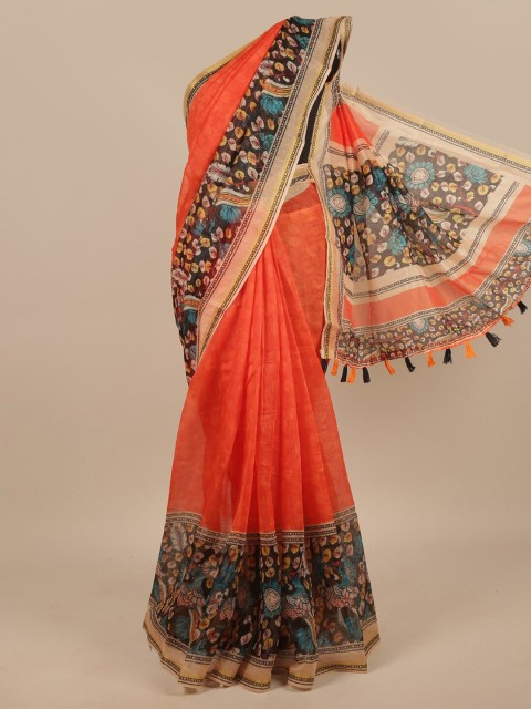 

Pothys Orange & Black Floral Saree