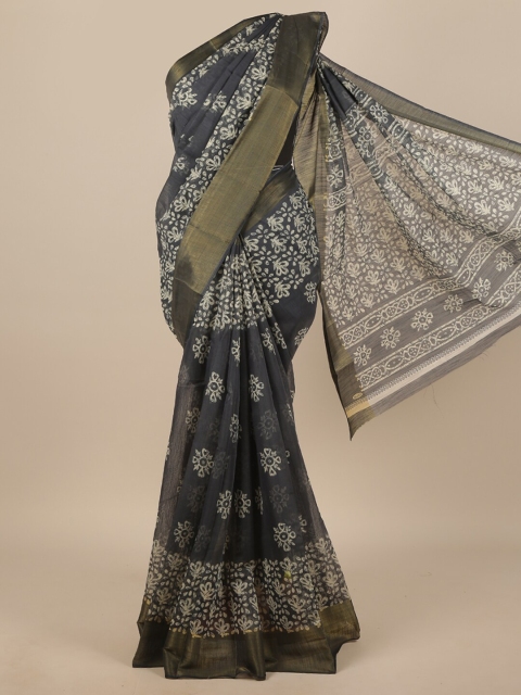 

Pothys Grey & Beige Floral Saree