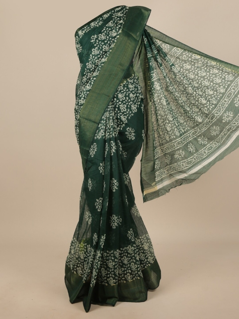 

Pothys Green & White Floral Zari Saree