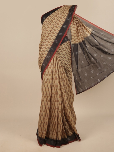 

Pothys Brown & Black Ethnic Motifs Jute Silk Saree