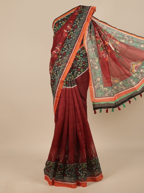

Pothys Maroon & Black Ethnic Motifs Zari Saree