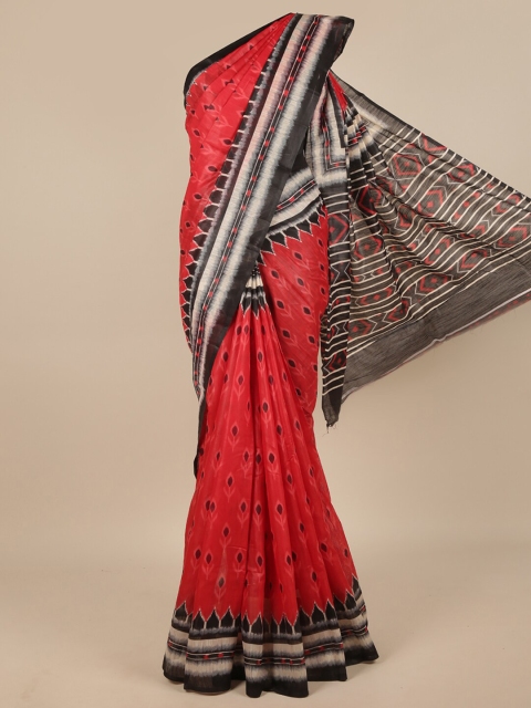 

Pothys Red & Black Ethnic Motifs Jute Silk Saree