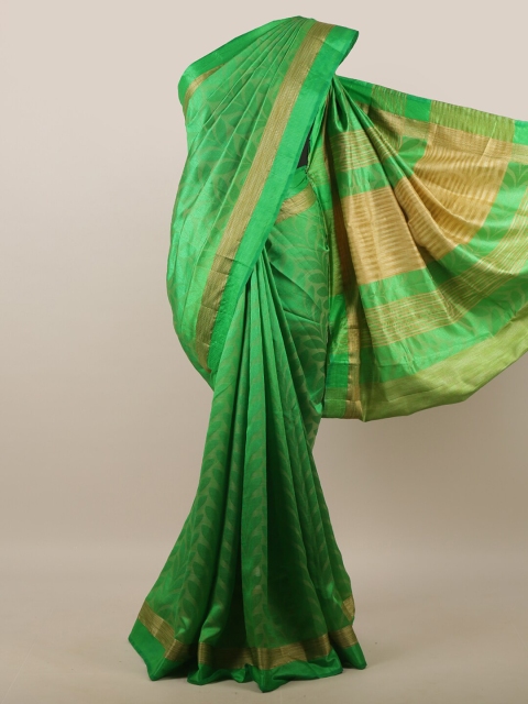

Pothys Green & Gold-Toned Ethnic Motifs Zari Jute Silk Saree