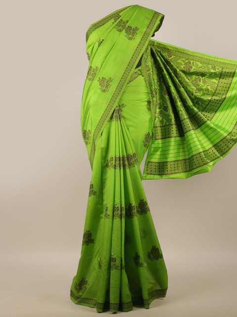 

Pothys Green Floral Woven Designed Jute Silk Saree