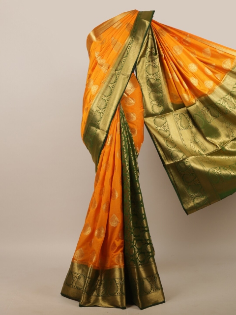 

Pothys Yellow & Green Woven Design Zari Jute Silk Saree