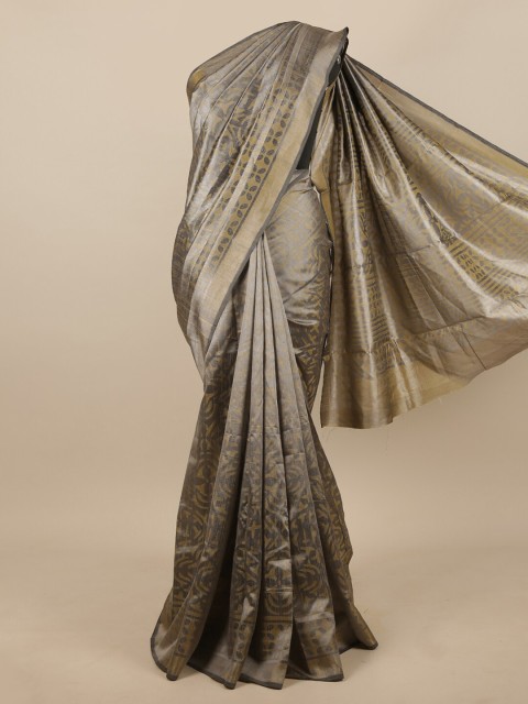 

Pothys Grey & Yellow Ethnic Motifs Zari Saree