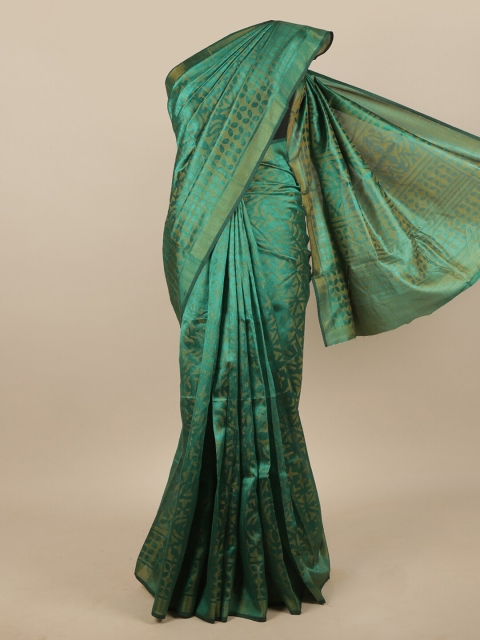 

Pothys Green & Gold-Toned Floral Saree