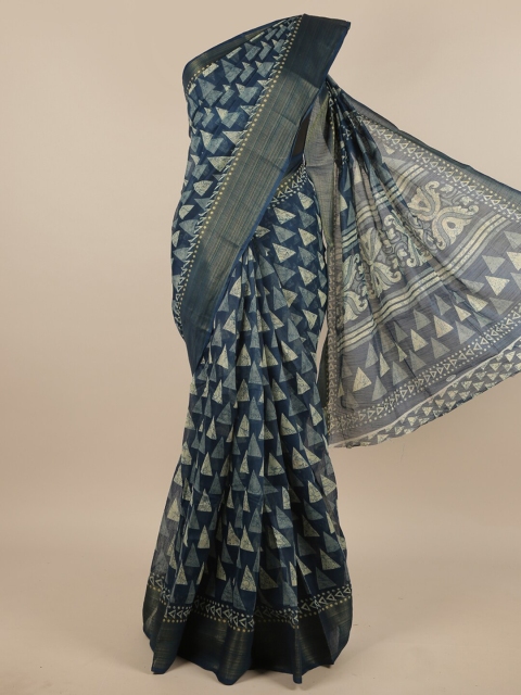 

Pothys Blue & White Zari Saree