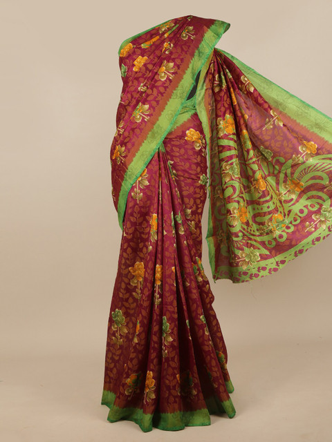 

Pothys Purple & Green Floral Saree